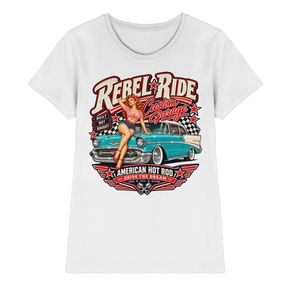Rebel Ride – Custom Garage Pin-up Ladies T-Shirt