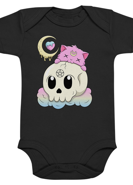 Kawaii Skully Cat - Organic Baby Bodysuite