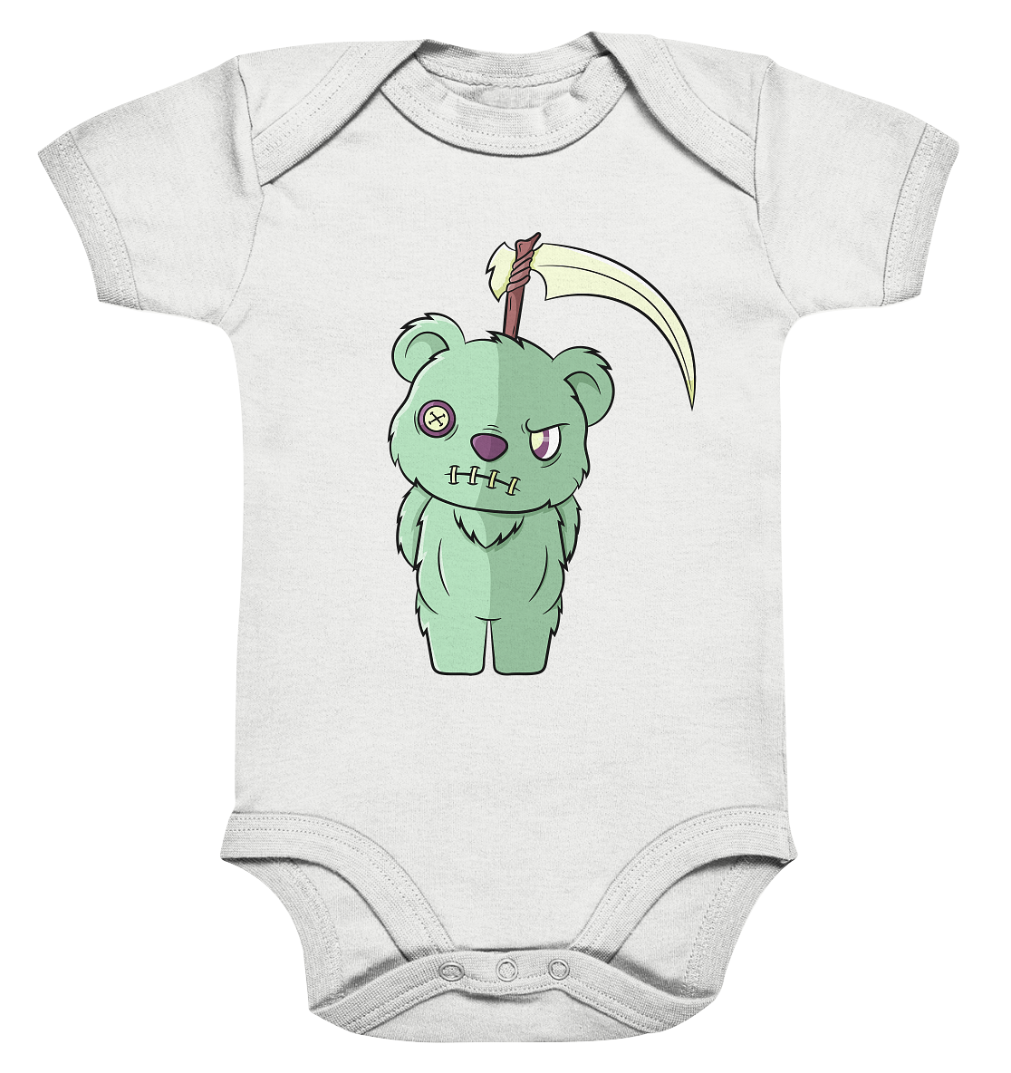 Kawaii Green Teddy - Organic Baby Bodysuite