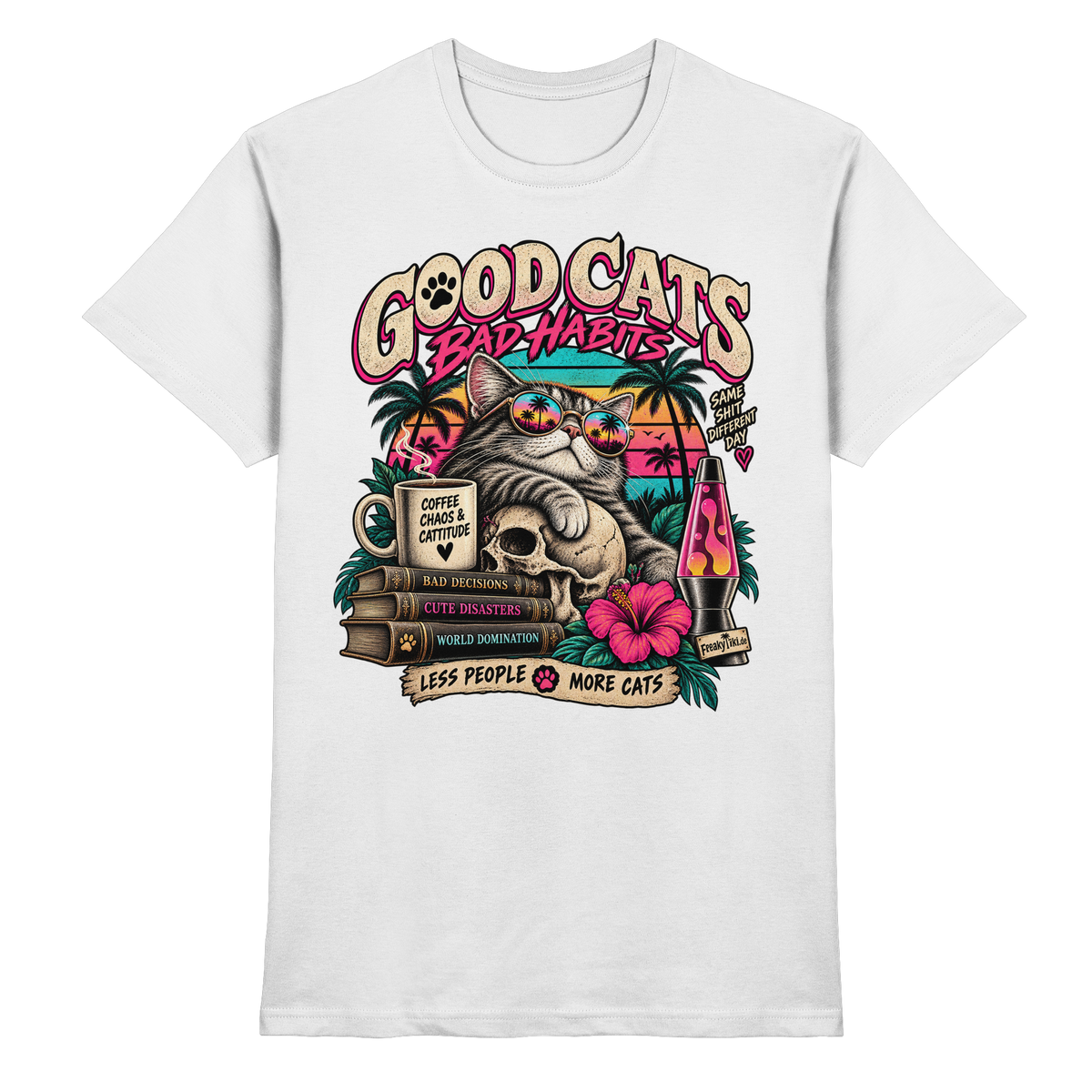 Good Cats, Bad Habits – Retro Style Cat T-Shirt