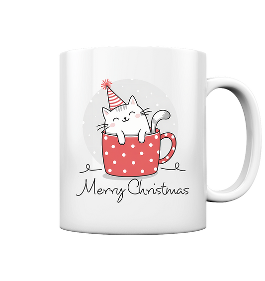 Merry Christmas. Katze in der Tasse.  - Tasse glossy