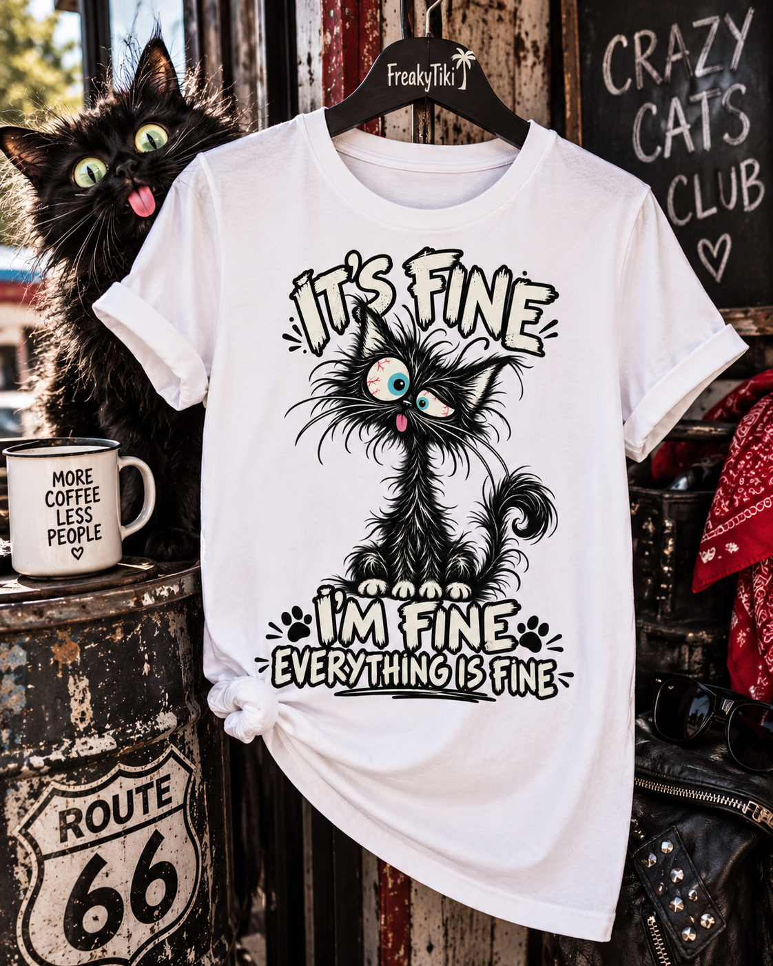 Crazy Cat – Everything Is Fine T-Shirt