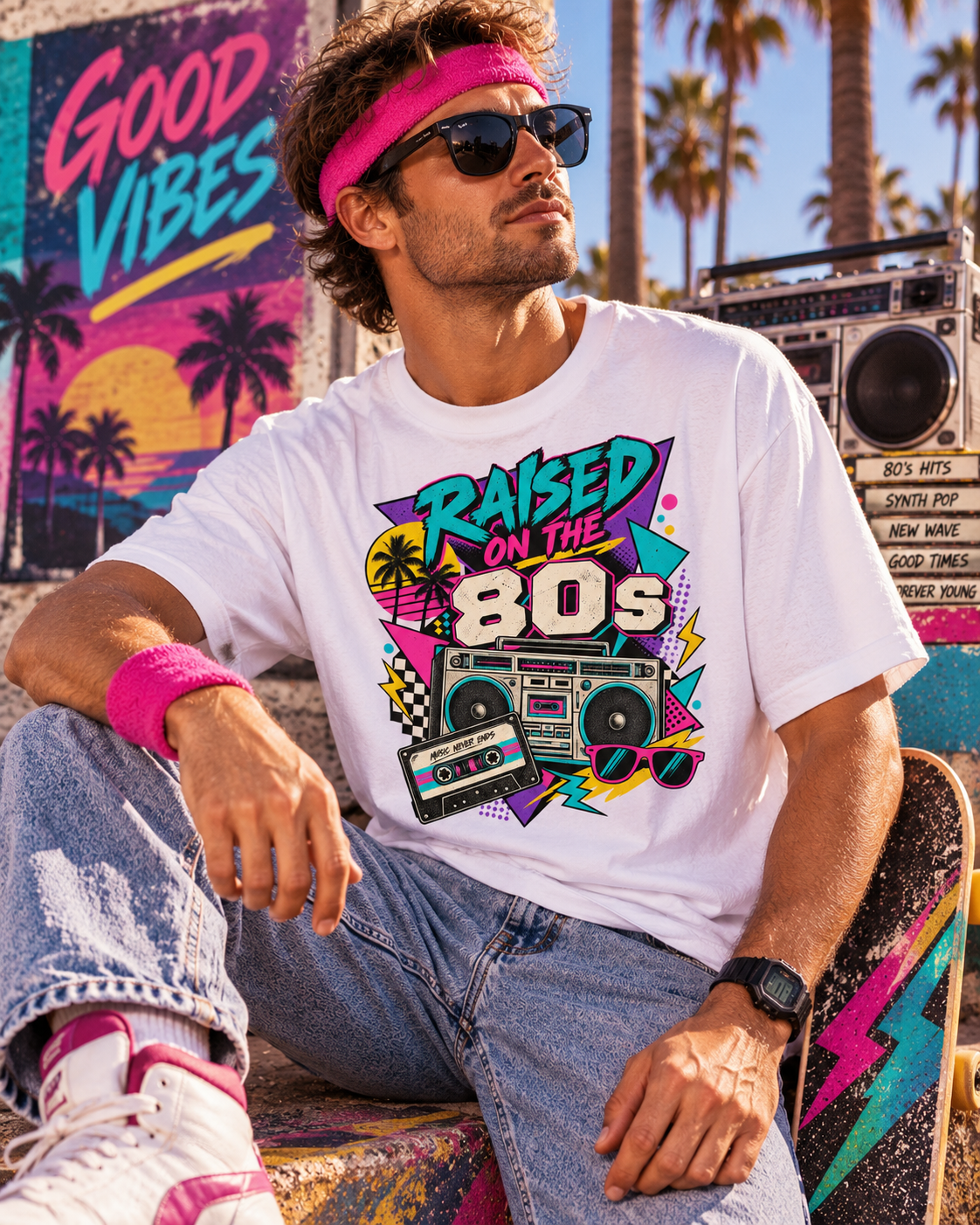 Raised on the 80s – Retro 80er T-Shirt
