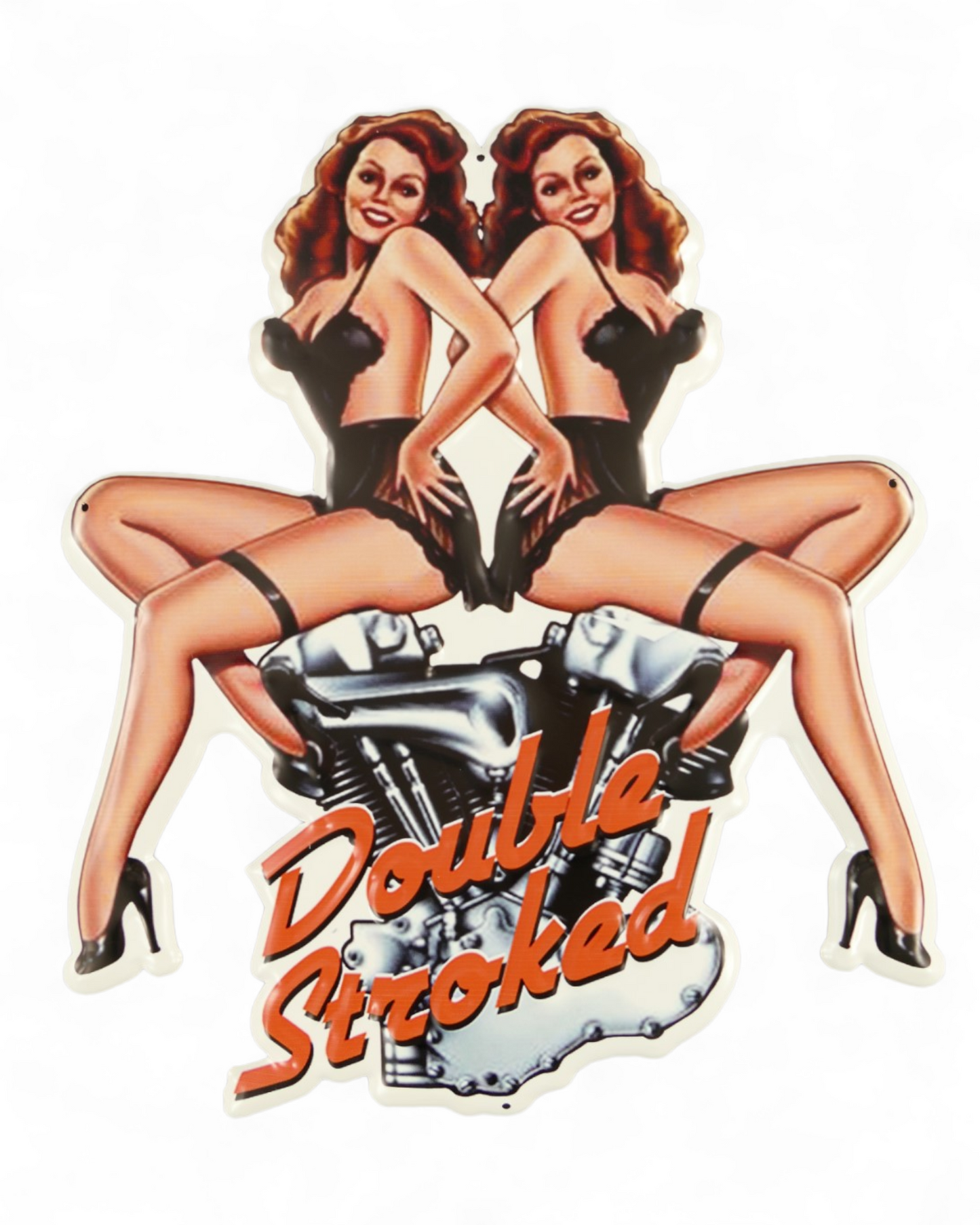 Blechschild Double Stroked PinUp 45 cm