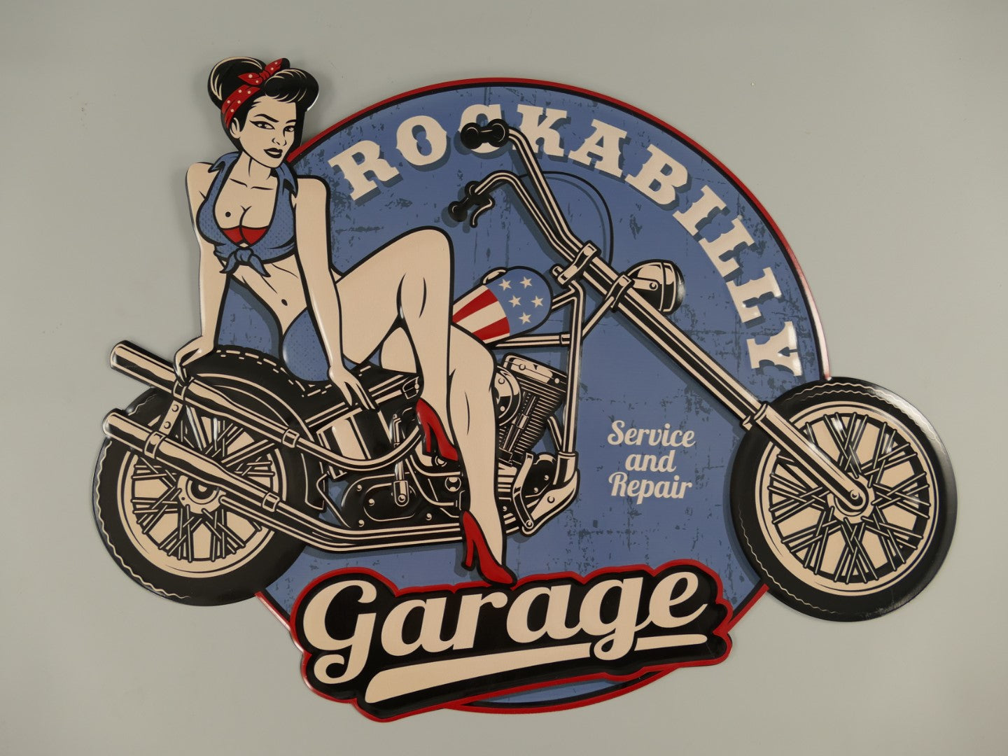Blechschild Rockabilly Garage 60 cm