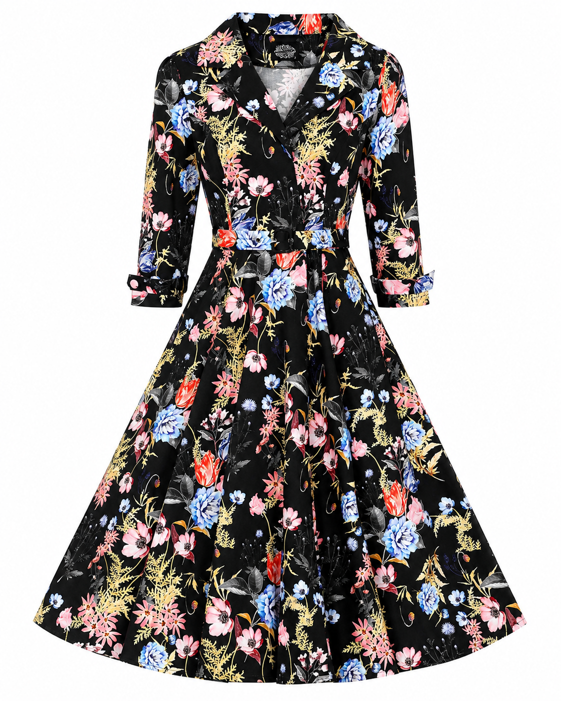 Margot Herbstblumen Vintage Kleid