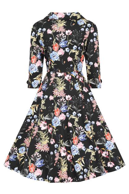 Margot Herbstblumen Vintage Kleid