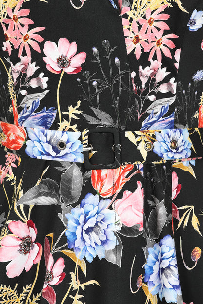 Margot Herbstblumen Vintage Kleid