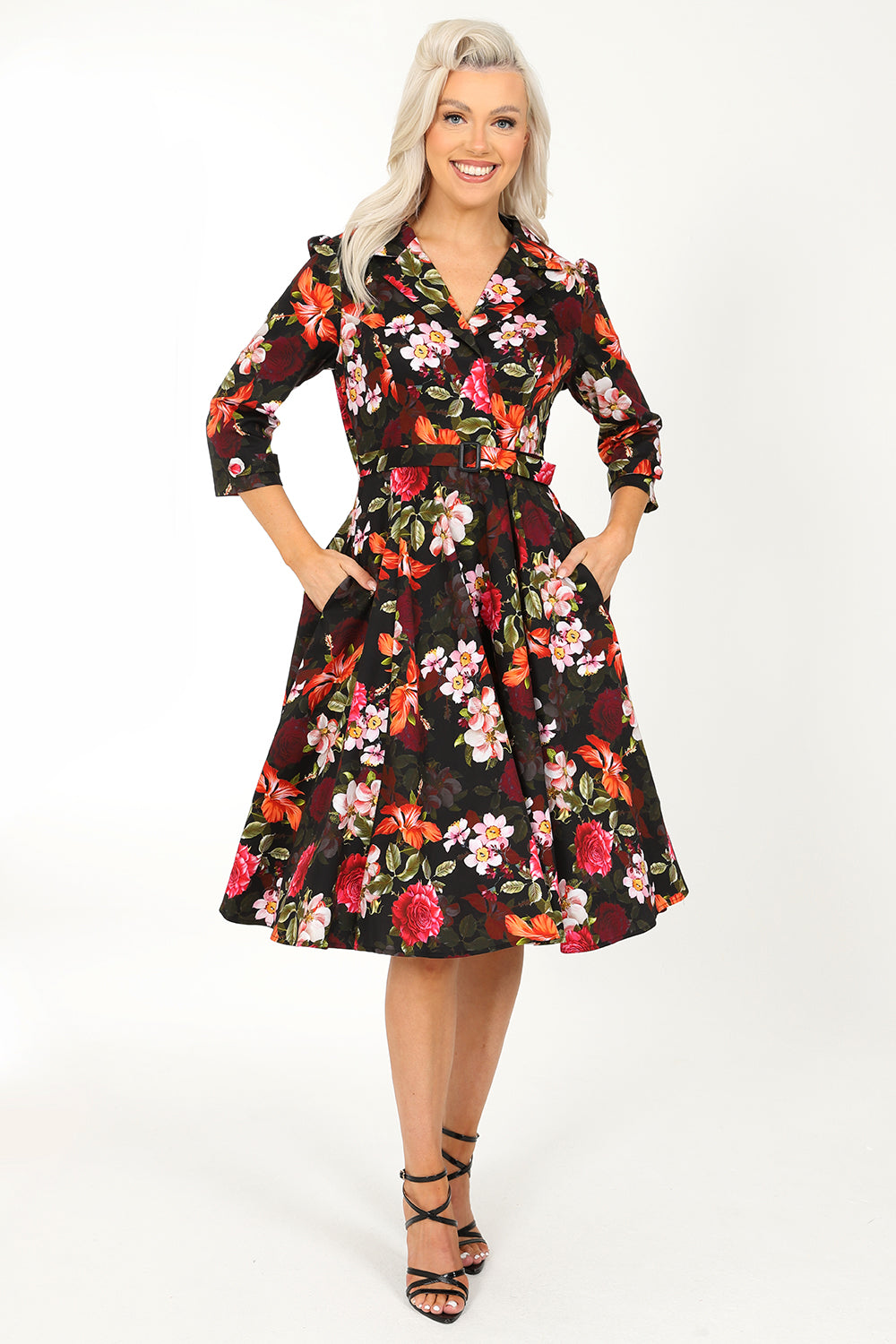 Kali Herbstblumen Vintage Kleid
