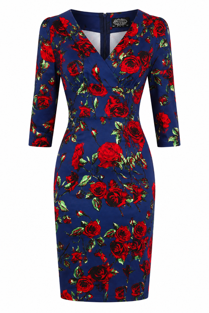 Nancy Pencil Dress - Kleid mit Rosen