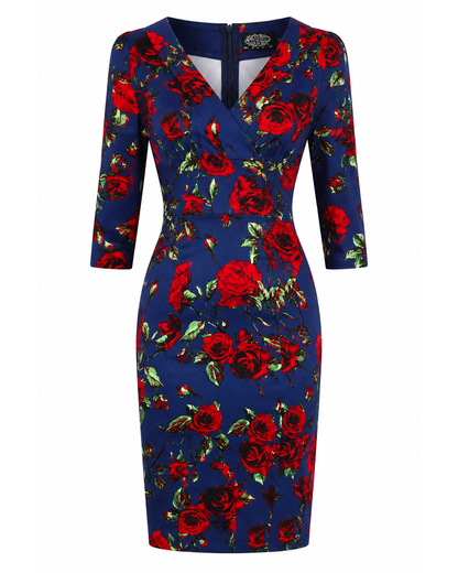 Nancy Pencil Dress - Kleid mit Rosen