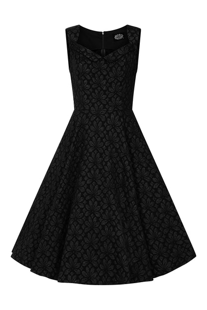 Ramona – elegantes schwarzes Kleid mit Blütenstruktur und Bolero