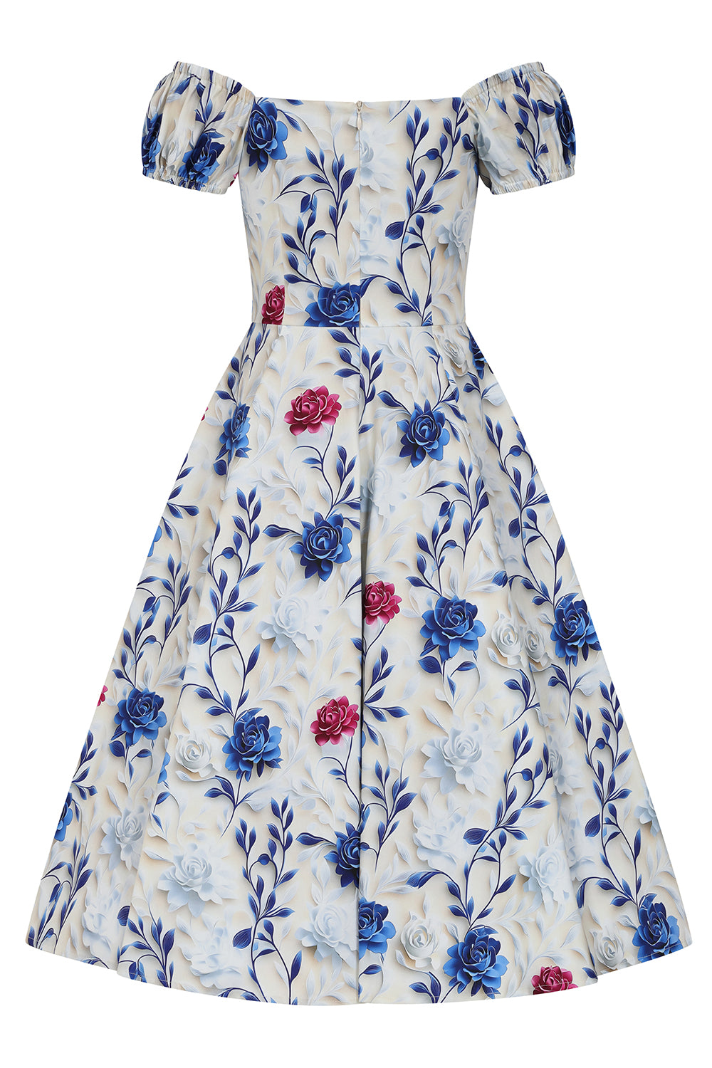 Wildflower Dress - Romantik Kleid mit blauen Rosen