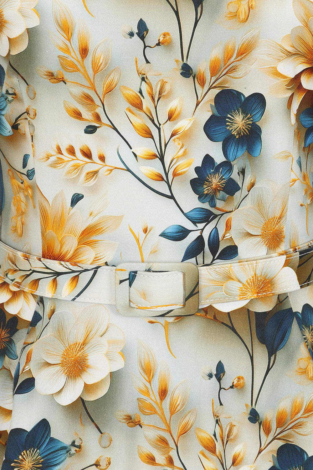 Marigold 3D Flower Dress - Retro Kleid mit Bubikragen