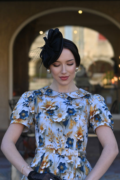 Marigold 3D Flower Dress - Retro Kleid mit Bubikragen
