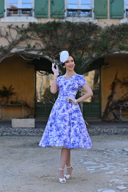Violet Roses Dress - Retro Sommerkleid mit Rosen