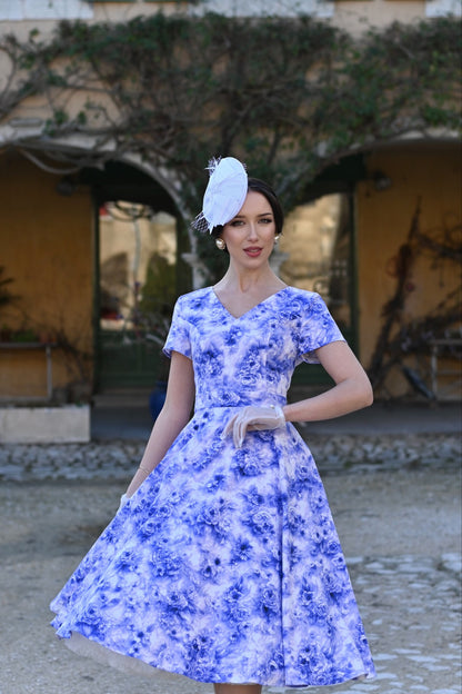 Violet Roses Dress - Retro Sommerkleid mit Rosen