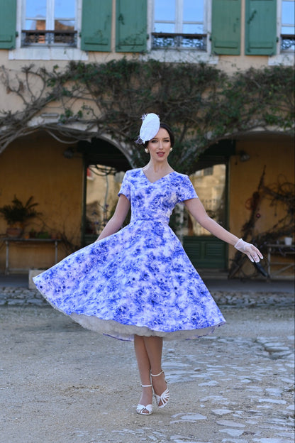 Violet Roses Dress - Retro Sommerkleid mit Rosen