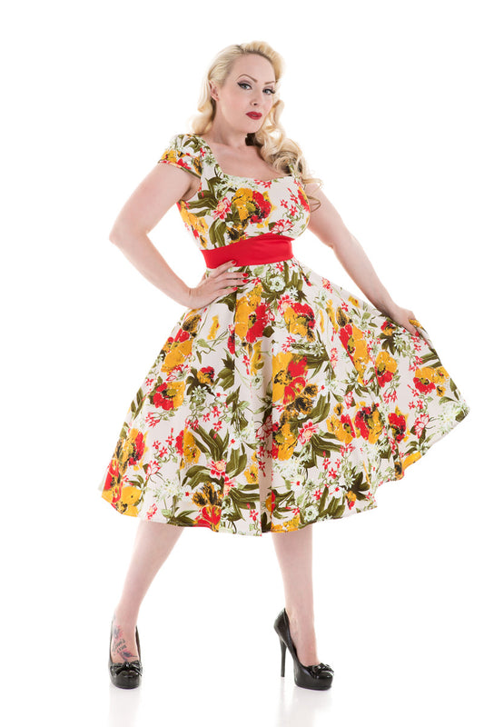 Floral Picnic Dress - Kleid mit orangen Blumenmuster
