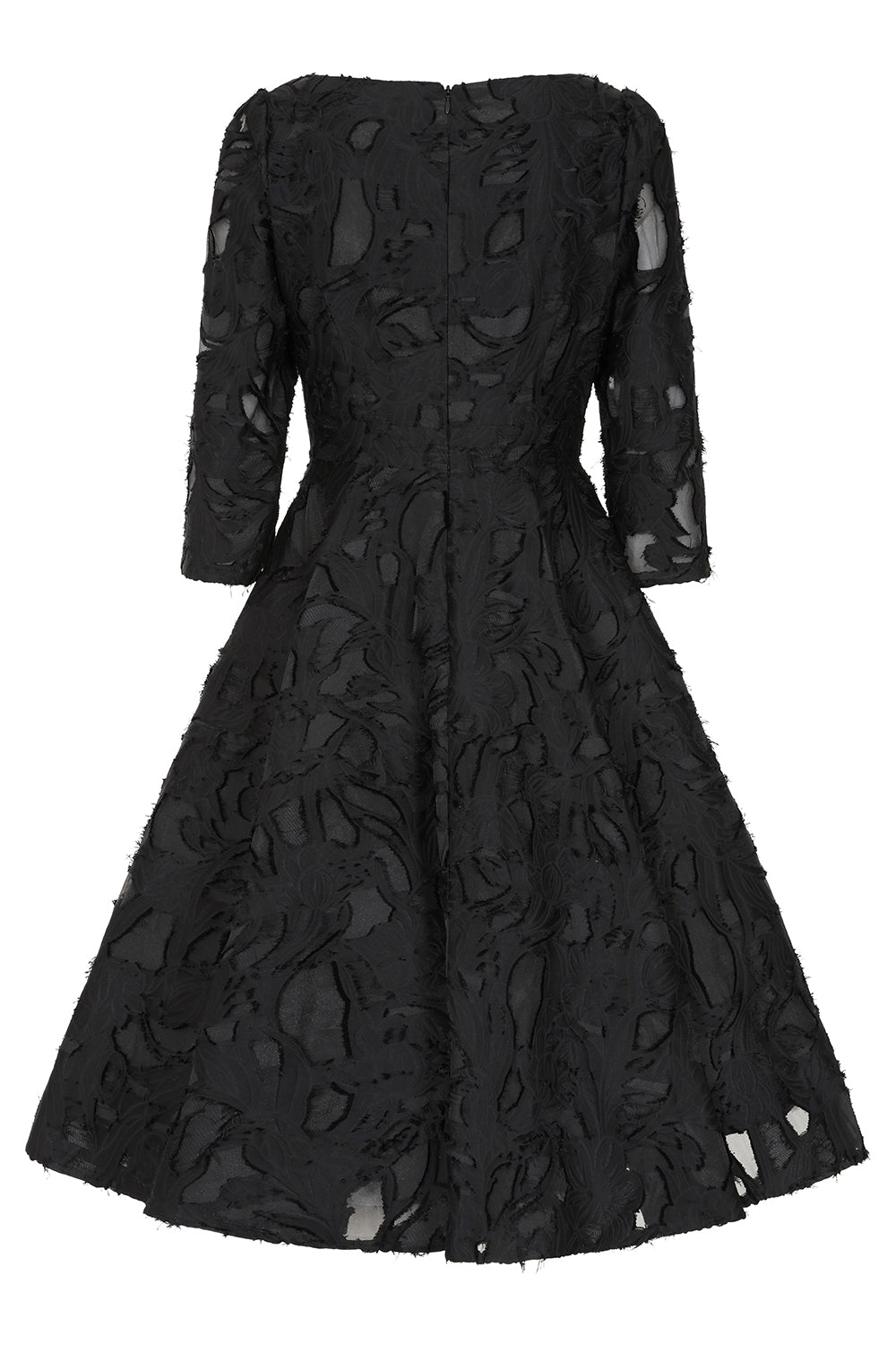 Noir Flora – schwarzes Blütenkleid mit Herzausschnitt