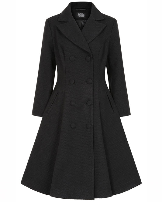 Margo – schwarzer Vintage-Swingmantel mit Reverskragen