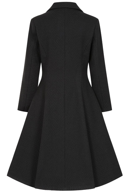 Margo – schwarzer Vintage-Swingmantel mit Reverskragen