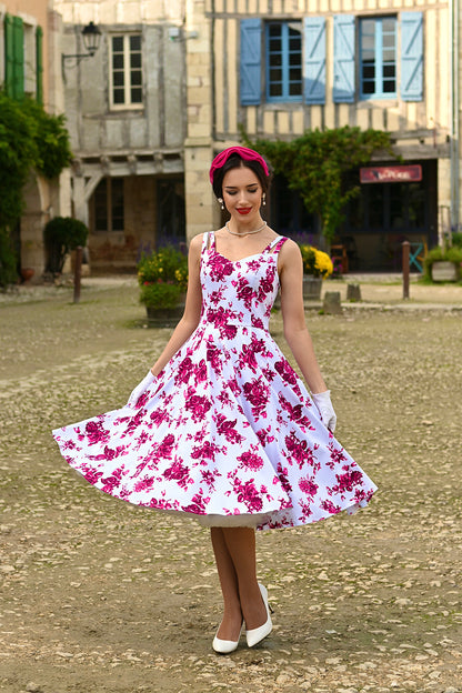 Pink Rosacea Vintage Kleid - Rosenkleid in rosa