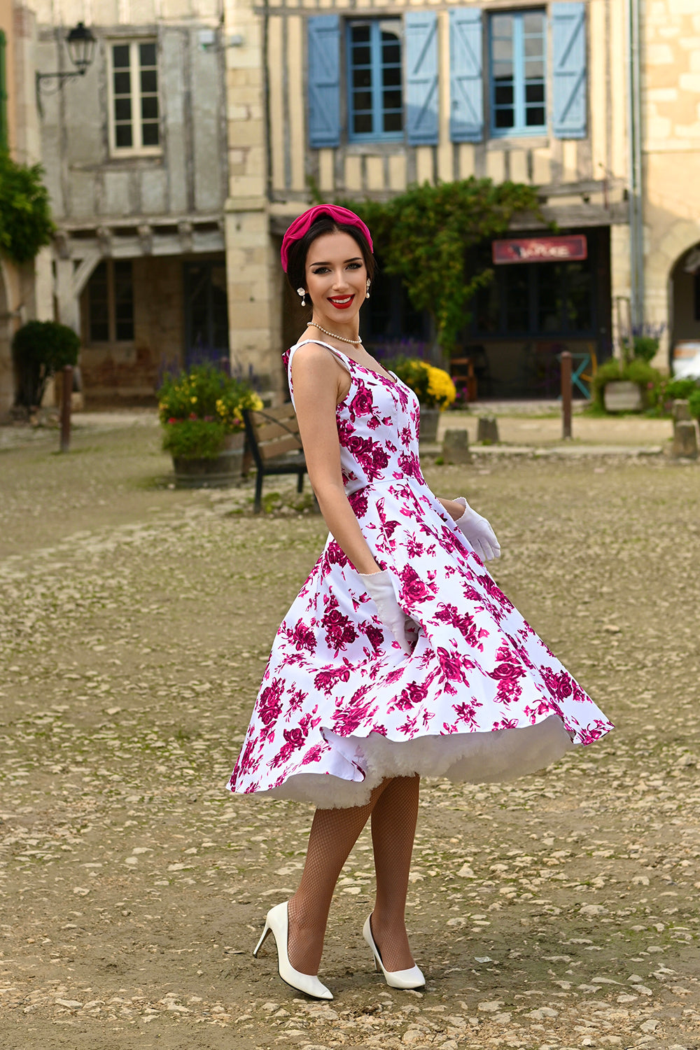 Pink Rosacea Vintage Kleid - Rosenkleid in rosa
