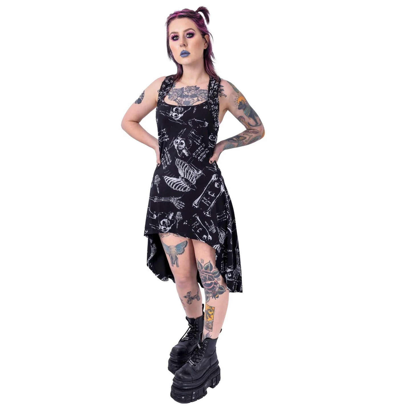Anatomy Dress - Gothic Kleid mit Print