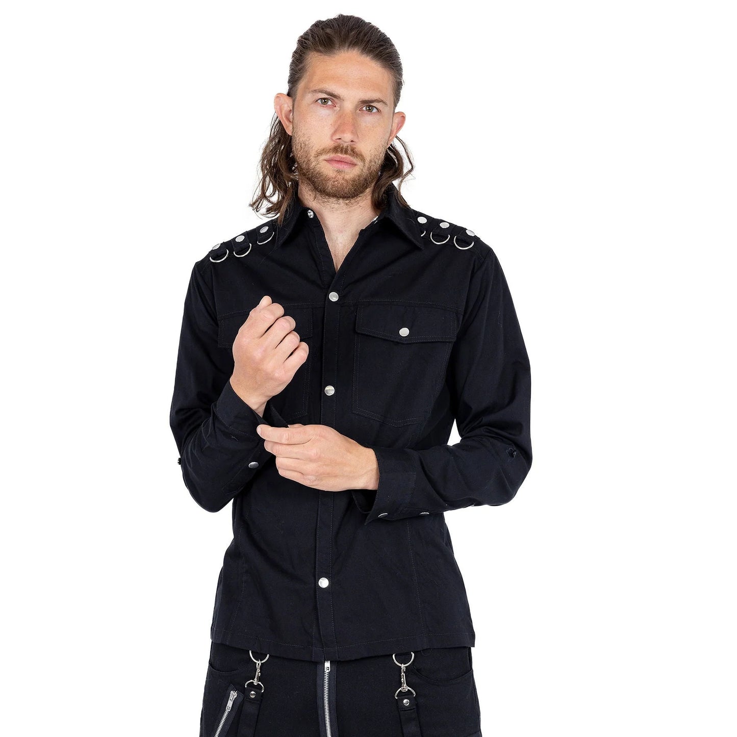 Conan Hemd langarm - Gothic Hemd mit Military-Touch