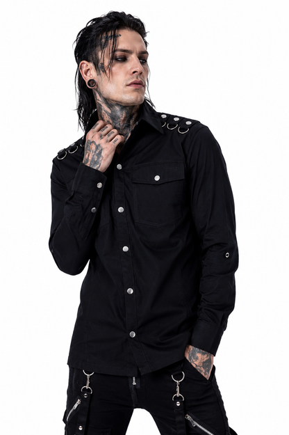 Conan Hemd langarm - Gothic Hemd mit Military-Touch