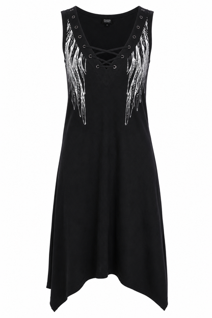 Faith Dress - Gothic Kleid mit Flügel Print