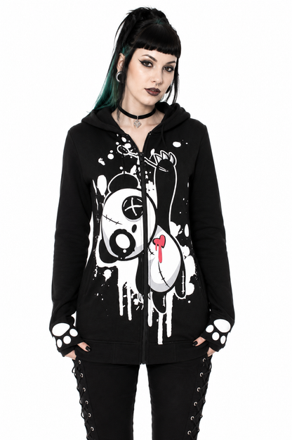 Heartbleed Panda Hoody Jacke mit Ohren - Kaputzenjacke mit Print