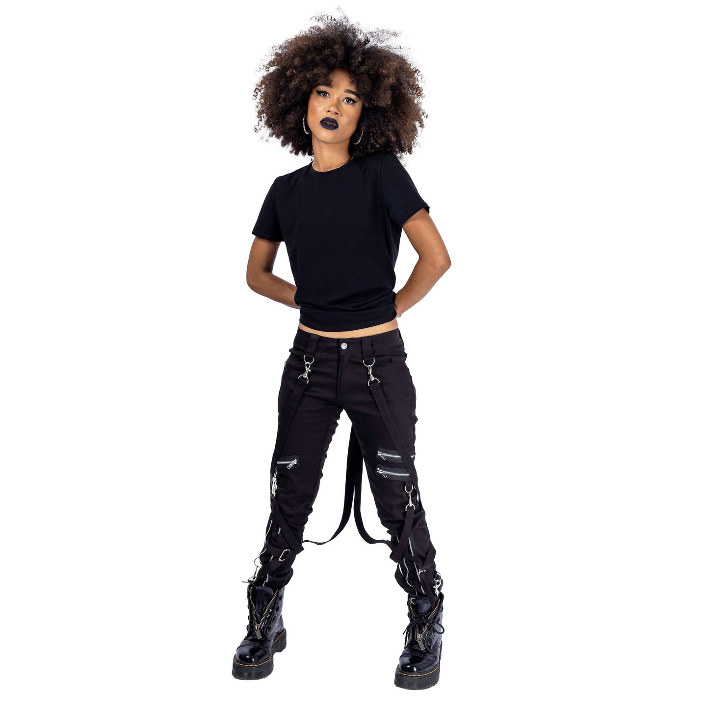 Meissa Ladies Pants Damen Gothic Hose mit Karabiner