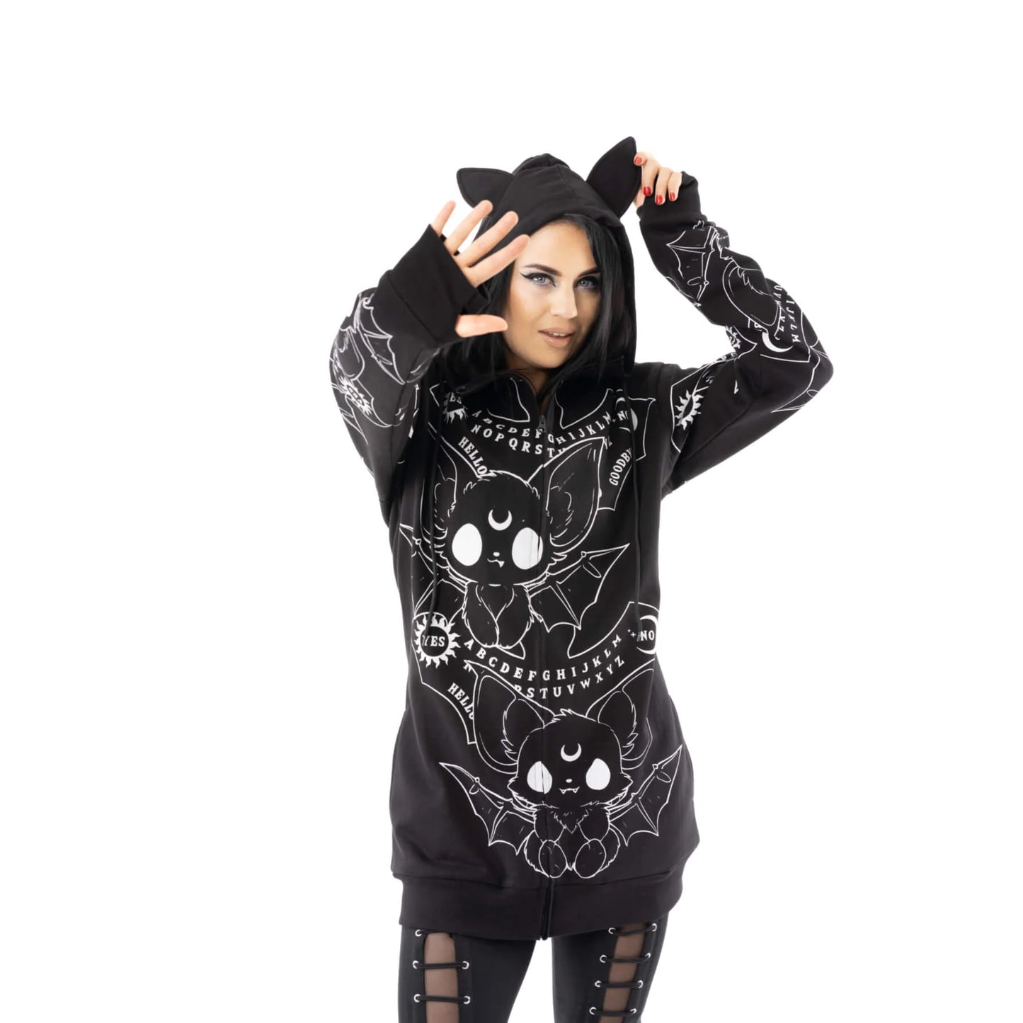 Quija Bats Hoody Jacke all over print - Kaputzenjacke mit Ohren