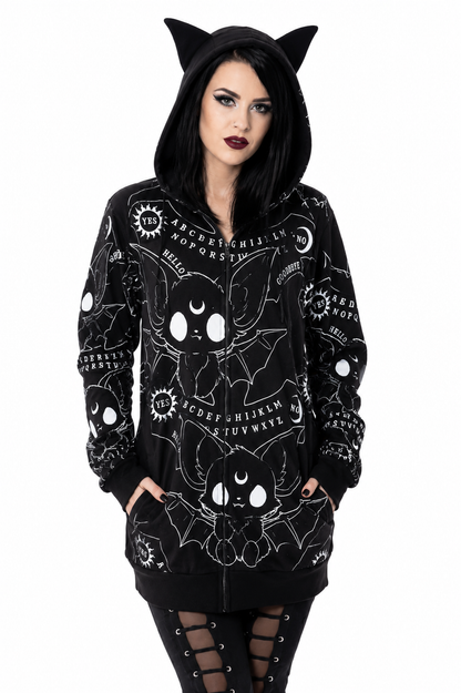 Quija Bats Hoody Jacke all over print - Kaputzenjacke mit Ohren