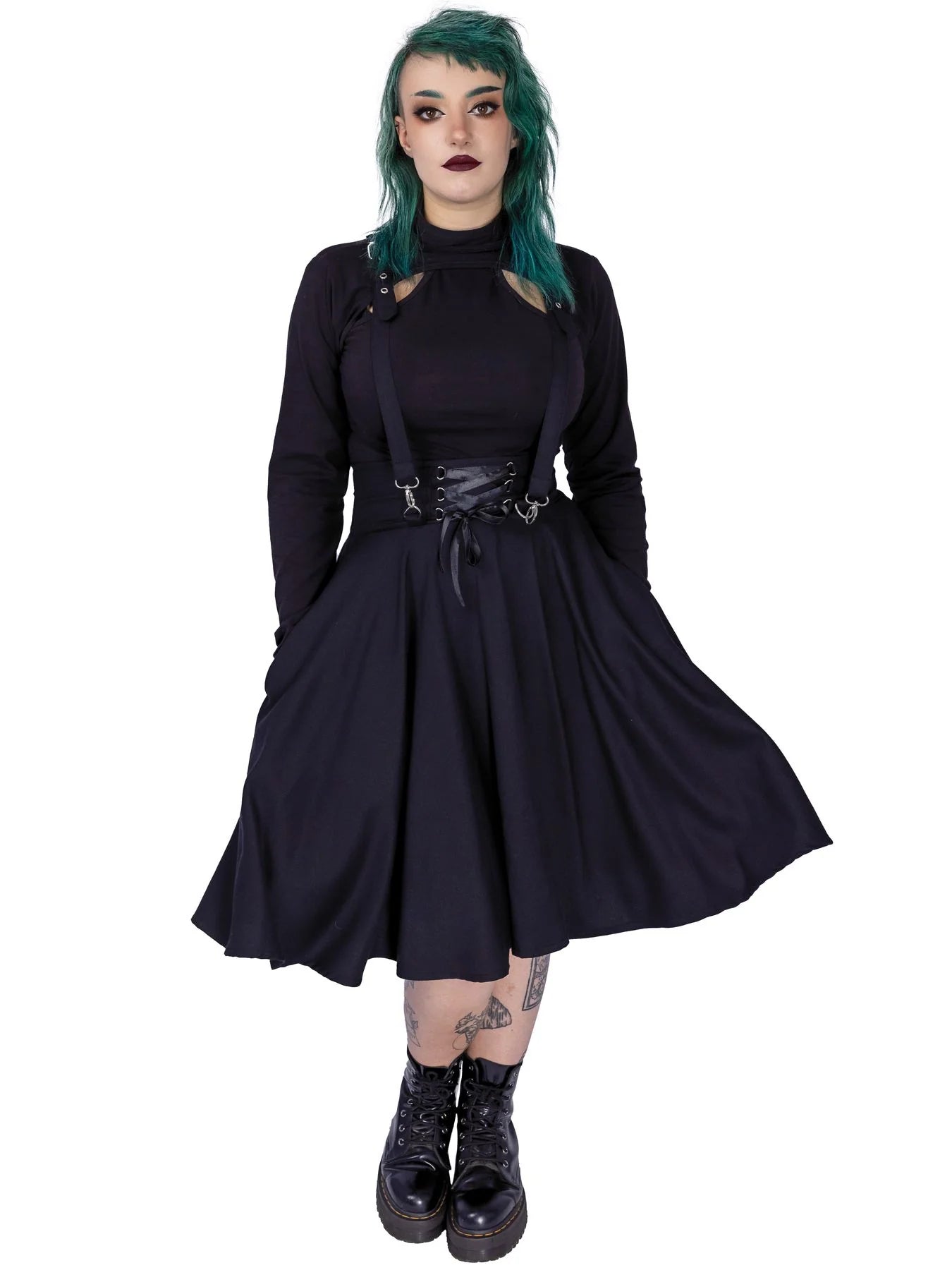 Seneca Goth Skirt -schwarzer knielanger Rock