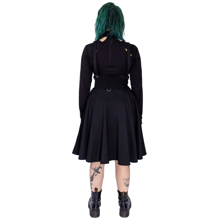 Seneca Goth Skirt -schwarzer knielanger Rock