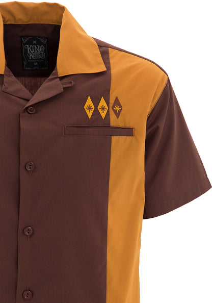 50s Diamond Bowling Hemd braun