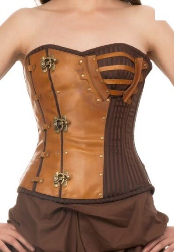 Steampunk Korsett Leder & Brokat