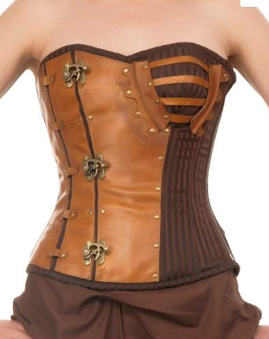 Steampunk Korsett Leder & Brokat