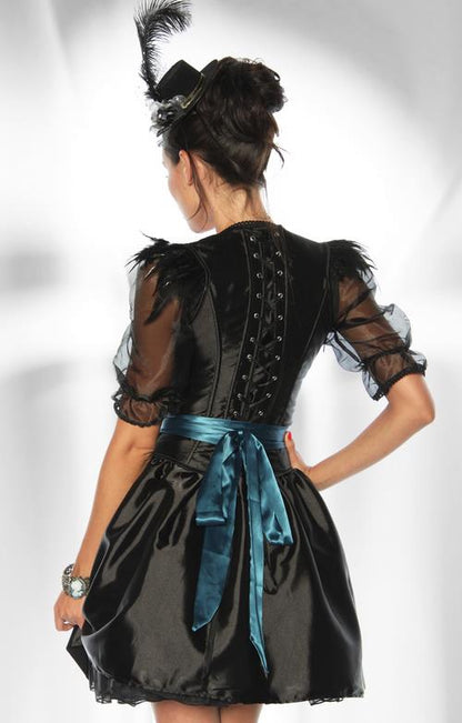 Burlesque Dirndl mit Federn und Korsage