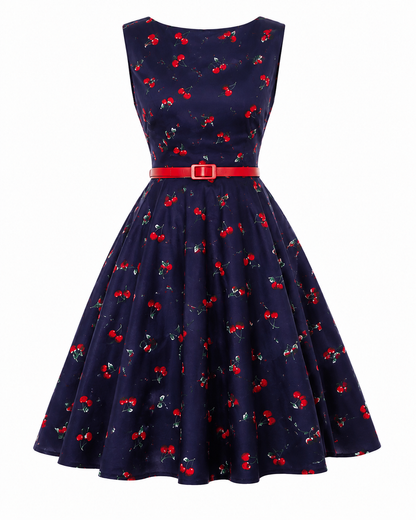 Cherry Dress navy - luftig leichtes Kirschen-Kleid
