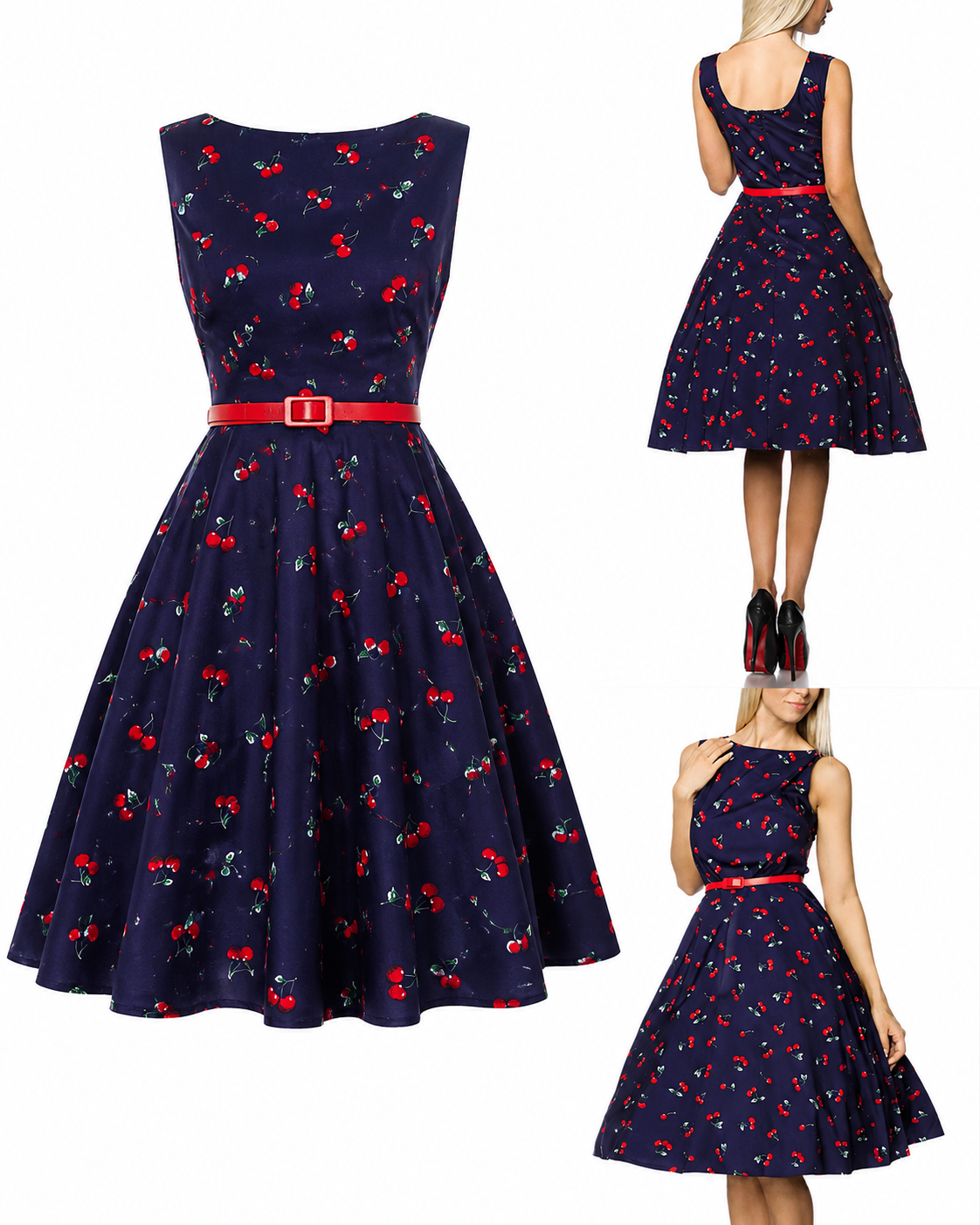 Cherry Dress navy - luftig leichtes Kirschen-Kleid