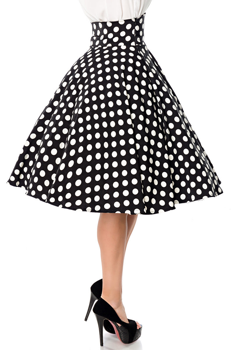 High Waist Polka Dot Tellerrock schwarz-weiß