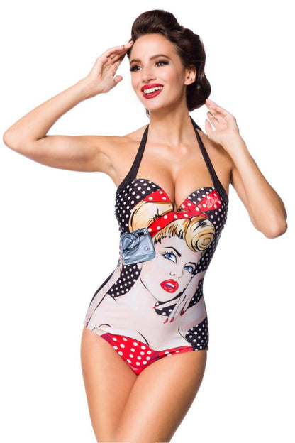 Vintage Badeanzug Popart Faces