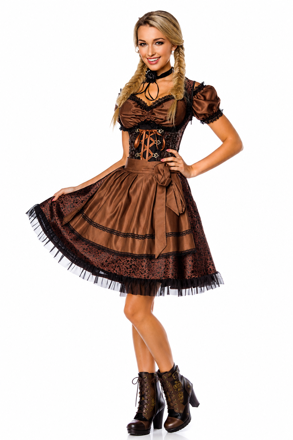 Steampunk Pirat Style Dirndl Brokat mit Korsage