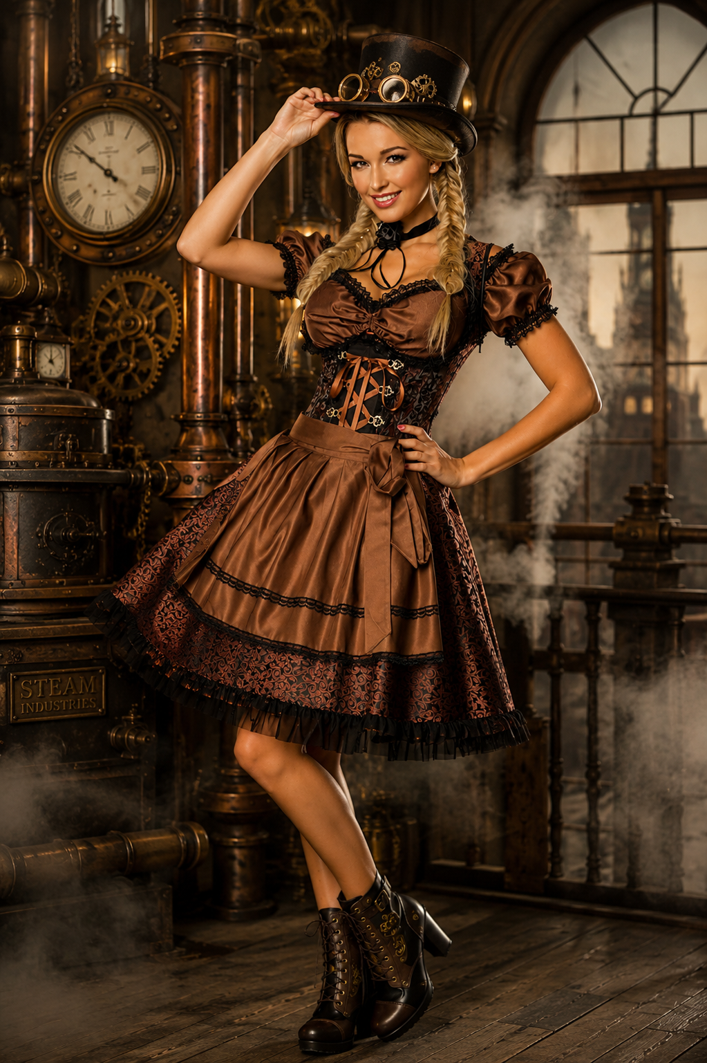 Steampunk Pirat Style Dirndl Brokat mit Korsage