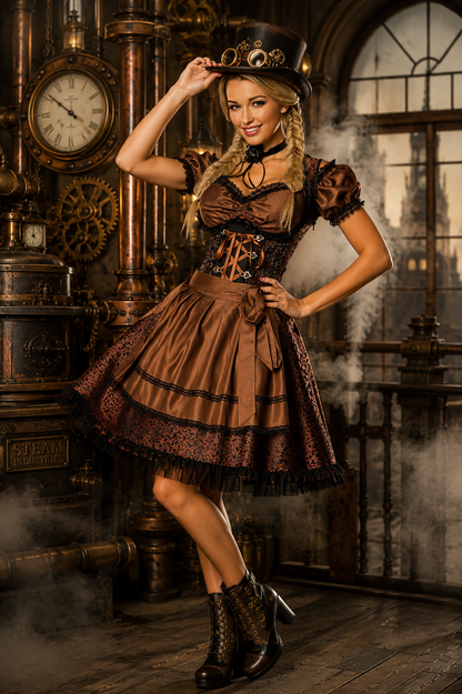 Steampunk Pirat Style Dirndl Brokat mit Korsage