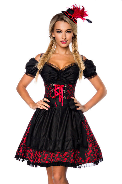 Pirat Goth Style Dirndl Brokat mit Korsage